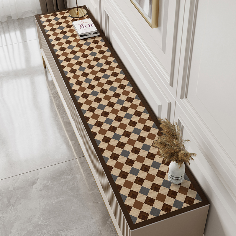 领雁北欧菱格防水皮革电视柜桌垫