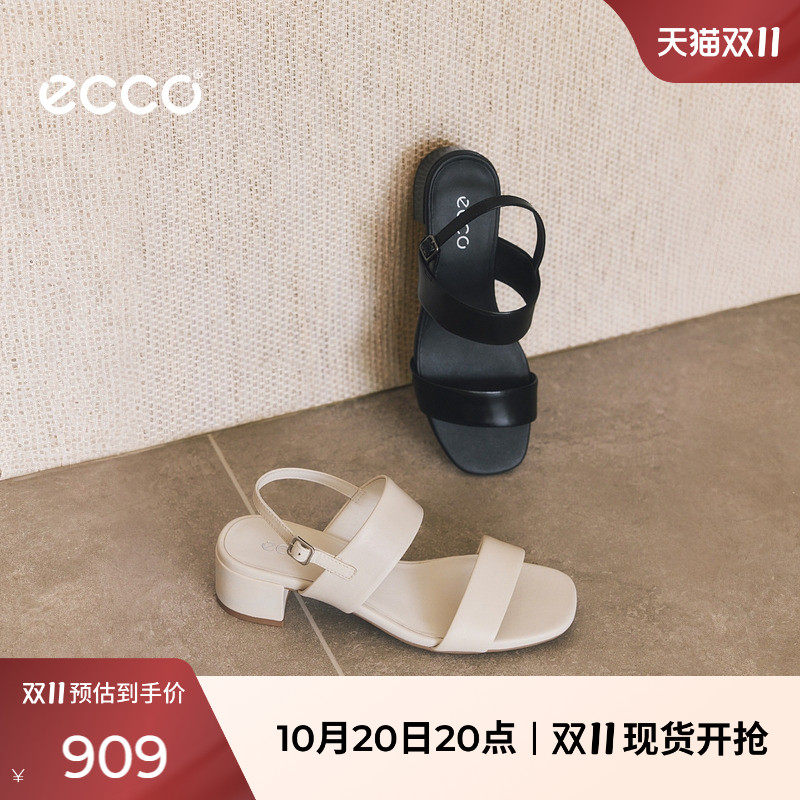 ECCO爱步女鞋 2026春夏新款粗跟法式一字带凉鞋 丽芙35 250303