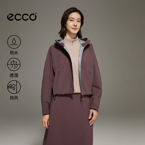 ECCO爱步外套女 秋冬短款防水防风户外时尚冲锋衣BIOM ES263J095F