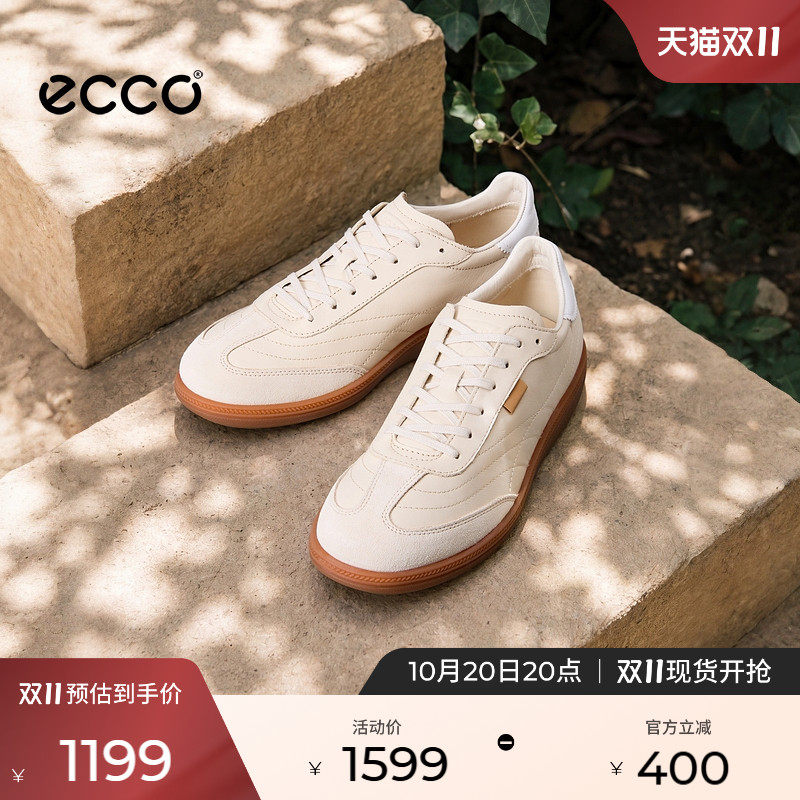 ECCO爱步休闲鞋女 2026新款百搭小白鞋复古运动德训鞋 柔酷235803