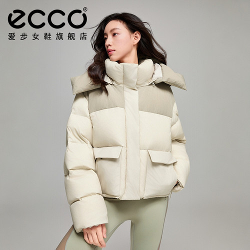 ECCO x NRL联名 新款防风保暖短款连帽羽绒服冬季外套女EN253J029