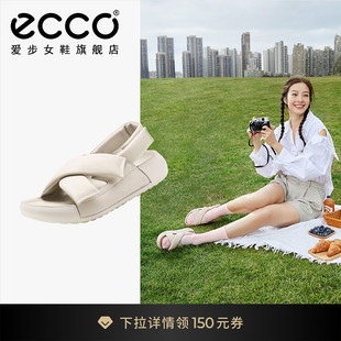 新款 ECCO爱步女鞋 科摩206653 夏季 泡芙鞋 拖鞋 魔术贴运动厚底凉鞋