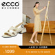 新款 女鞋 法式 塑雅291363 ECCO爱步粗跟凉鞋 夏 羊皮通勤方头高跟鞋