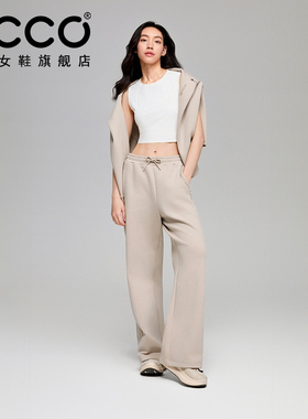 ECCO x NRL联名 新款直筒宽松阔腿裤女休闲裤运动卫裤EN253P019