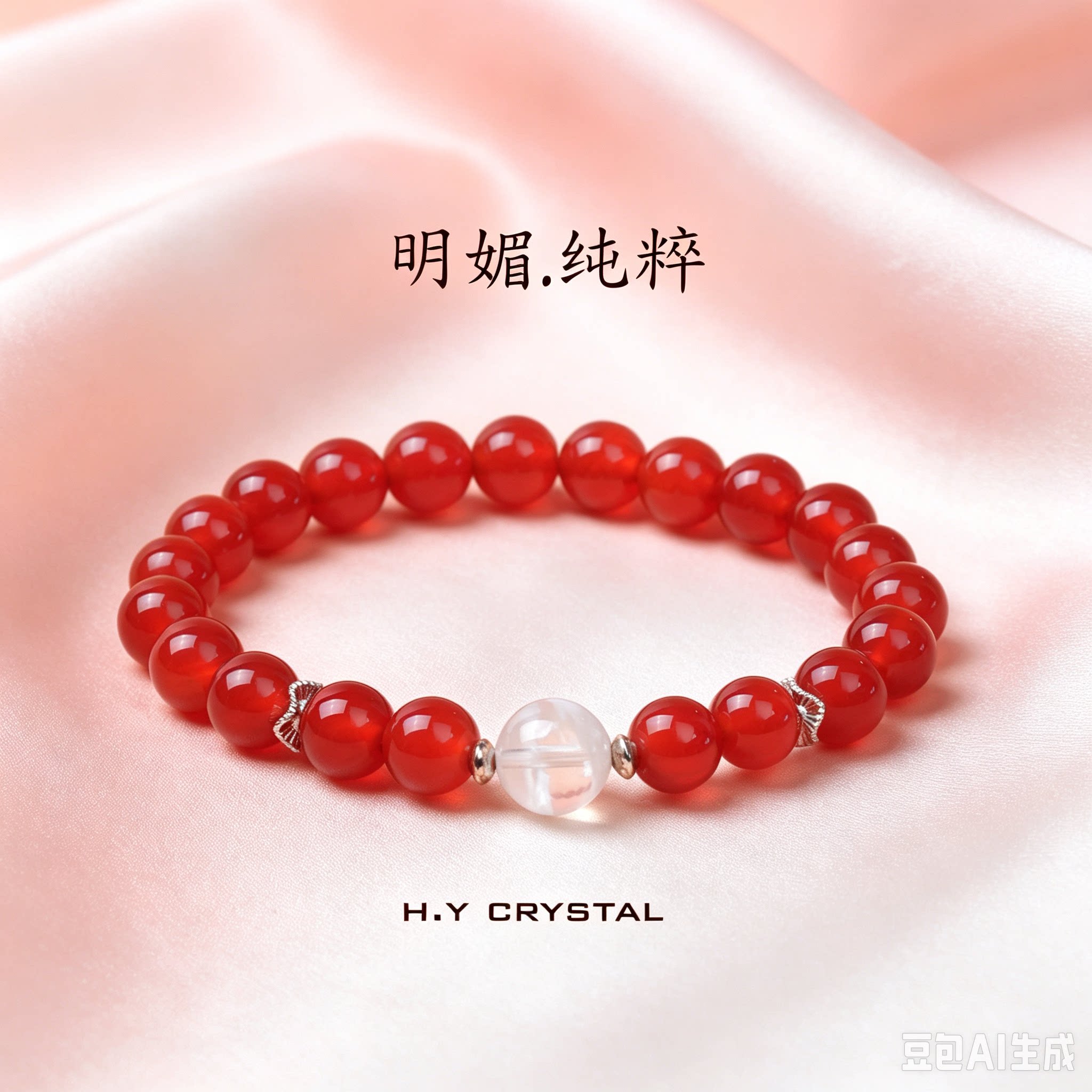 红玛瑙雪花幽灵银手链2026礼物