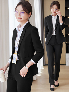 黑色西装套装女春秋新款职业装正装高级感酒店经理工作服西服外套