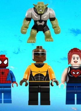 乐购 搭建蜘蛛直升机救援76016人仔蜘蛛侠女友大力士16429绿魔