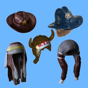 乐购构建拼插装79110独行侠人仔配件79107帽子头发头饰79108零件