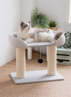 升级网红大床猫窝猫爬架粗剑麻柱布偶缅因大型猫矮脚猫玩具猫抓板