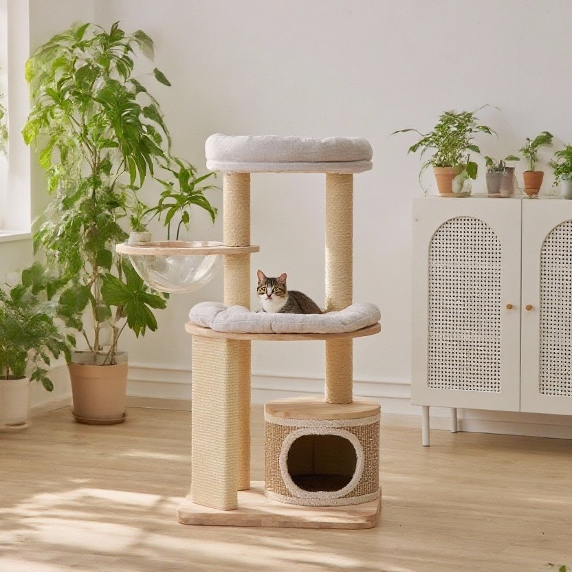 实木猫爬架猫窝猫树一体大猫专用不占地布偶缅因太空舱窝垫可拆洗,宠物/宠物食品及用品,猫爬架,淘宝优惠券,粉丝福利购,淘宝优惠卷