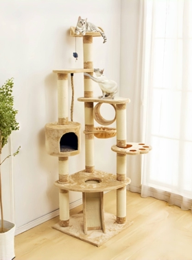 出口日本！猫爬架猫窝剑麻猫树猫跳台猫窝一体大型猫抓柱