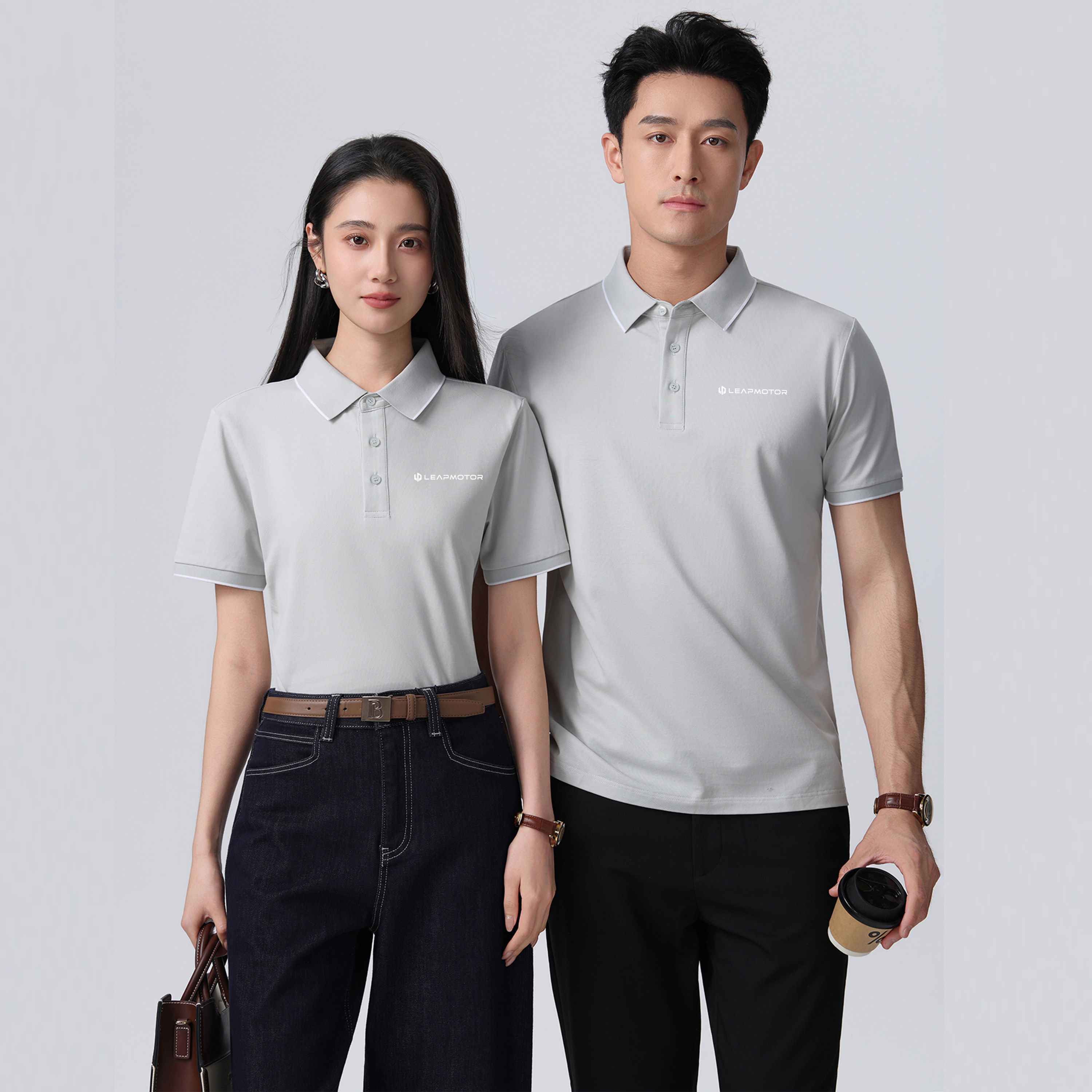 适用于零跑新能源汽车店员工装汽车美容工作服POLO衫翻领上班T恤
