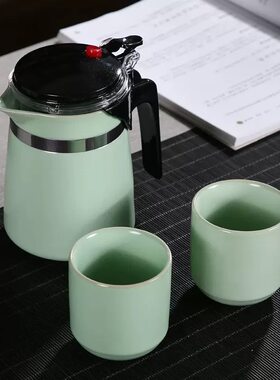 汝窑飘逸杯一壶两杯开片仿宋汝瓷功夫茶具商务礼品整套茶具套装