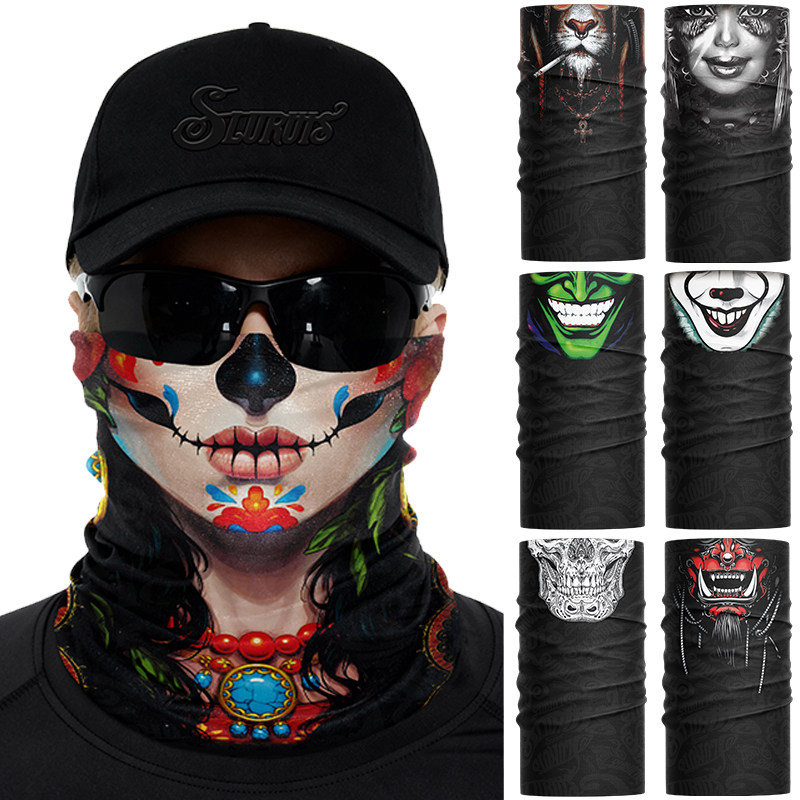 小丑女户外机车防晒骑行面罩自行车遮耳冰丝无缝头巾登山钓鱼围脖