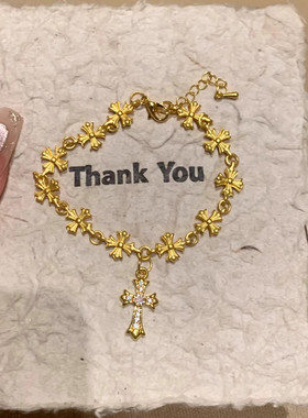 高级感克罗十字架手链复古民族风小众设计气质新款仿真金色手饰品