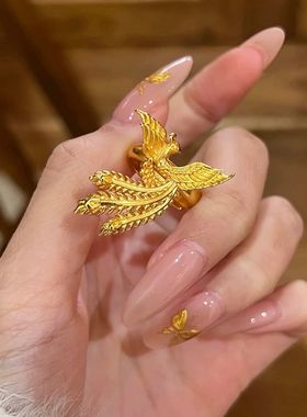 国潮花丝凤舞九天活口戒指