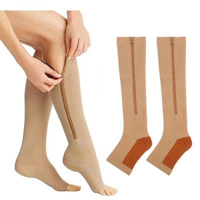 亚马逊压力袜拉链袜运动压缩美腿袜 compression socks拉链袜