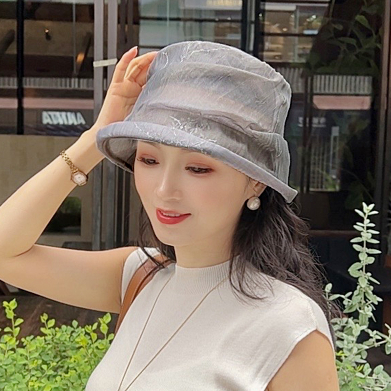 渔夫帽女夏季轻薄透气中老年妈妈防晒遮阳渔夫帽百搭可折叠水桶帽