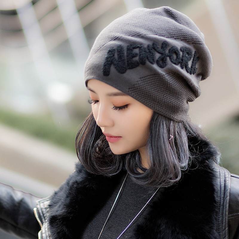 女士堆堆帽时尚冬季针织毛线帽