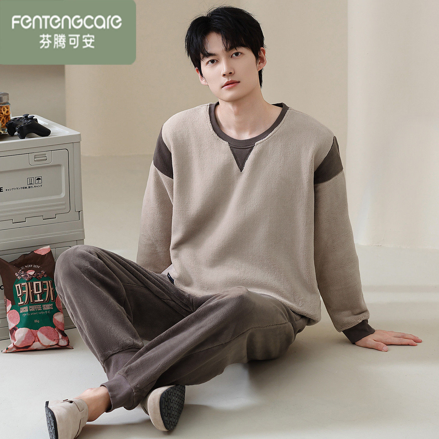 芬腾可安2025年新款青少年学生男士睡衣珊瑚绒高中生法兰绒家居服