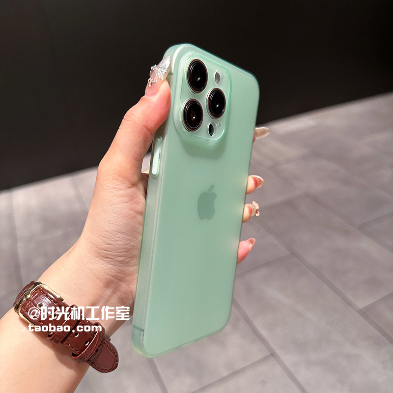 裸机感超薄16Pro微磨砂曼波绿适用iPhone15透明苹果15/14ProMax手机壳13/11不沾指纹12迷你xs全包边tpu软plus