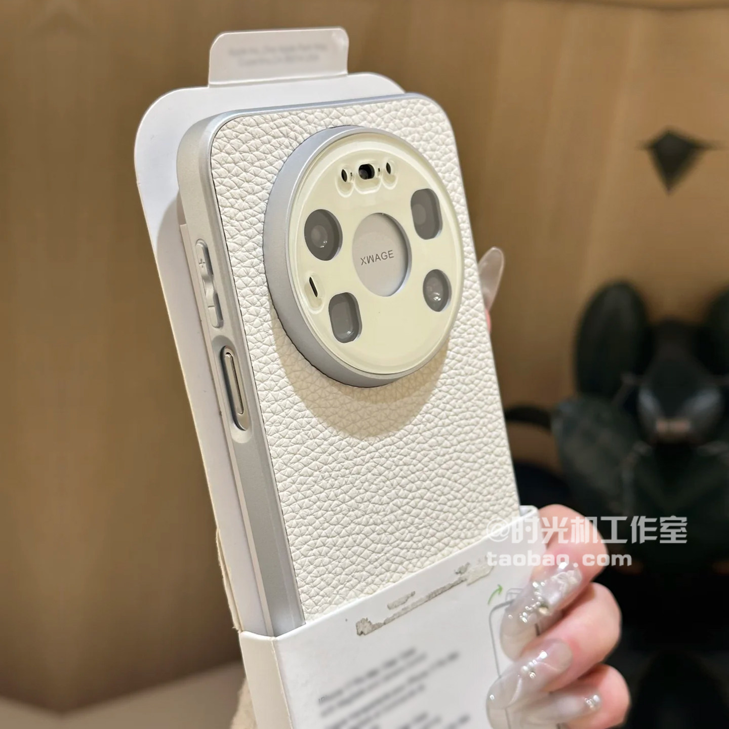 INS月光米白荔枝纹一体镜头膜适用华为Mate80Promax手机壳Pura70Ultra大视窗皮质60pro+磨砂防滑纯色秋冬男女