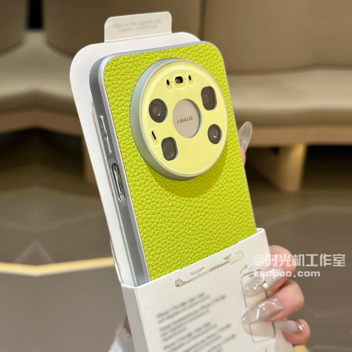 INS嫩草绿大视窗荔枝纹适用华为Mate80Promax手机壳Pura70Ultra水晶镜头一体防刮镜头膜60磨砂防滑抗指纹皮质