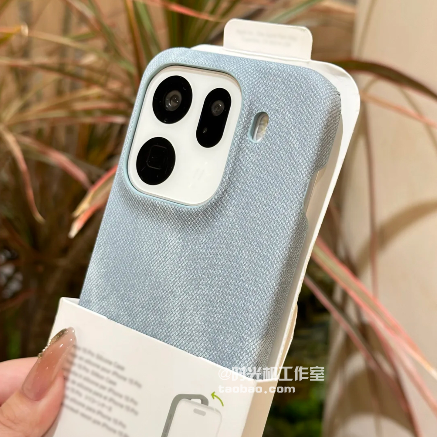 适用OPPOFindx9蓝灰牛仔布纹绒布