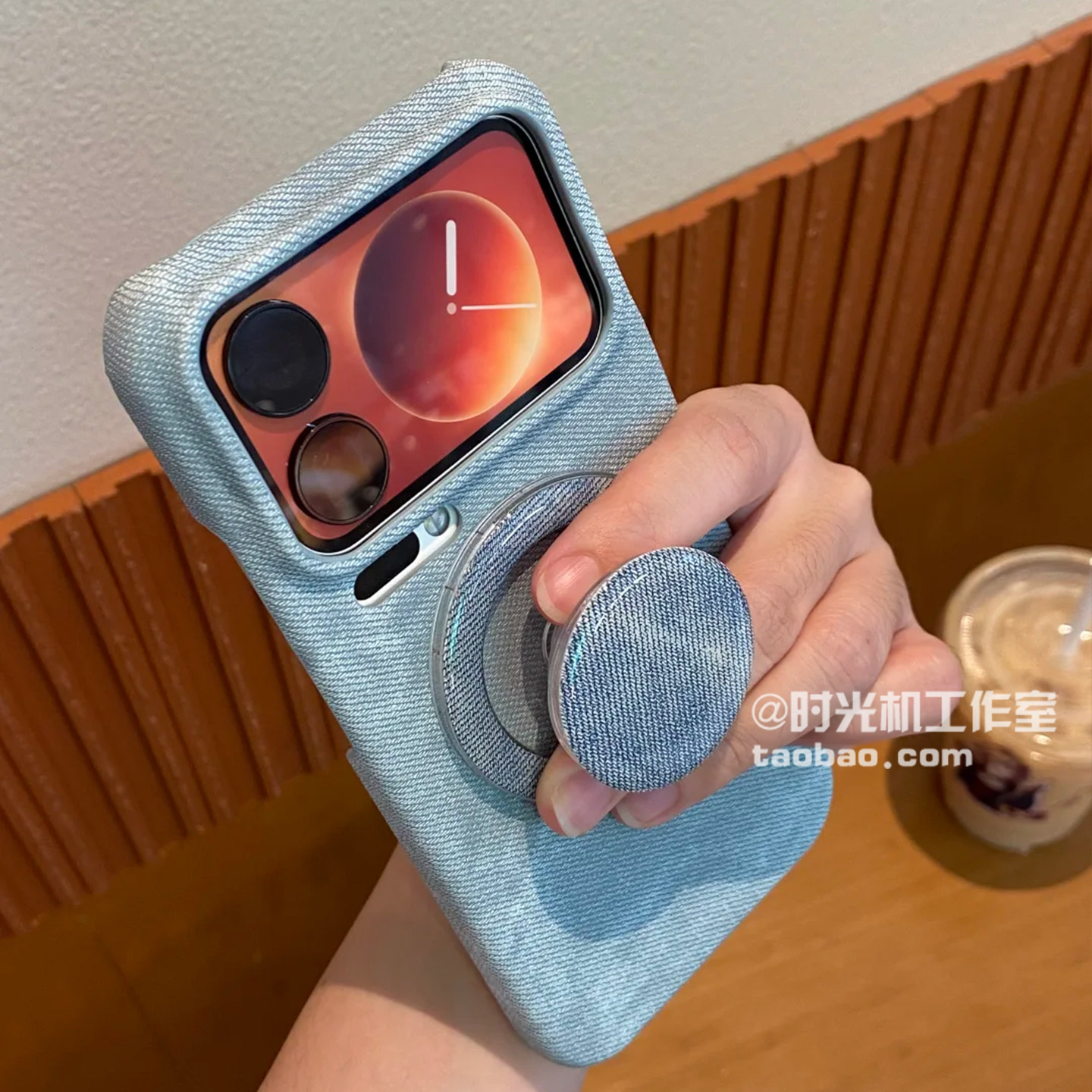 蓝灰牛仔布纹磁吸壳适用小米17手机壳17Promax半包边无线充电保护套磨砂防滑抗指纹绒布布艺创意个性秋冬男女