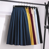 胯大腿粗半身裙中长款 棉麻裙子 春夏高腰显瘦a字亚麻摆裙宽松大码