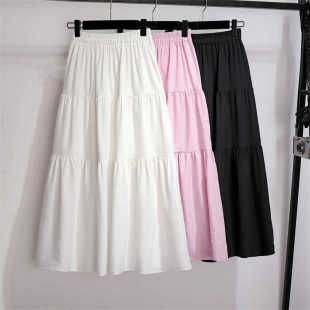 粉色半身裙春秋季 温柔高腰a字长裙春夏显瘦小个子蛋糕裙 2026新款