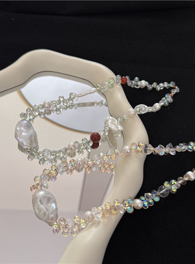 设计高级感锁骨链水晶镶嵌巴洛克