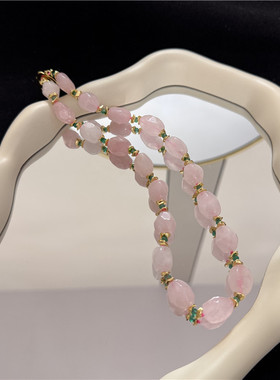 天然粉晶石设计款锁骨链简约百搭