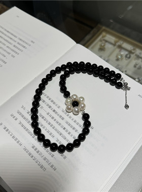 黑色首饰黑玛瑙百搭锁骨链女韩版
