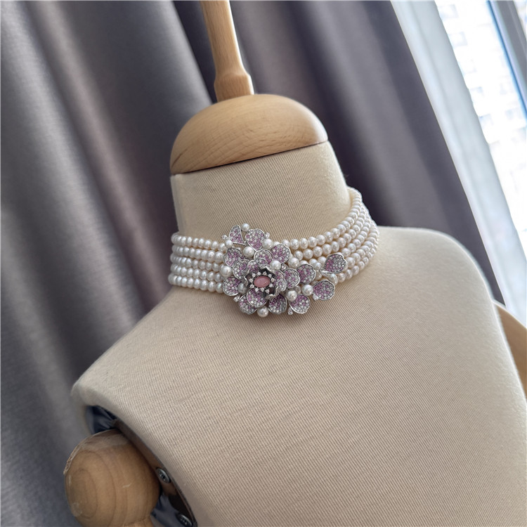 天然珍珠多层围脖项链时尚气质女