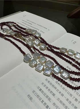 长款首饰一款多戴毛衣链女石榴石