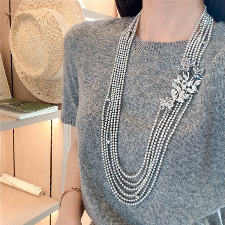 轻奢天然淡水灰色珍珠项链女多层小众设计高级感长款豪华毛衣链女,珠宝/钻石/翡翠,颈饰,淘宝优惠券,粉丝福利购,淘宝优惠卷