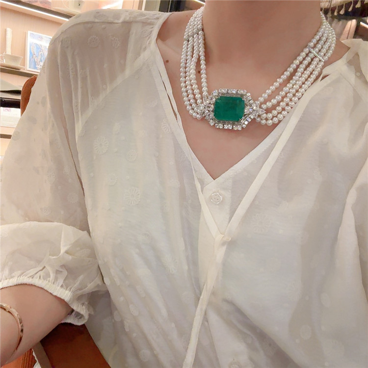 法式复古天然淡水珍珠项链多层女