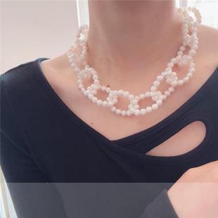 天然淡水珍珠项链小众设计高级感夸张女锁骨链时尚气质杨采钰同款