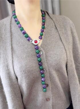 毛衣链女紫绿色首饰个性简约超大