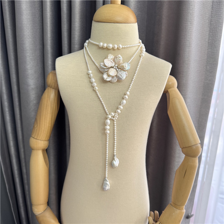 天然淡水珍珠长款毛衣链一款多戴