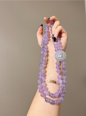 紫玉双层项链女紫色首饰潮流轻奢