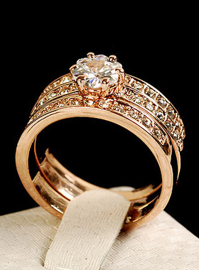 欧美韩国奢华镶水晶ol戒指闪钻