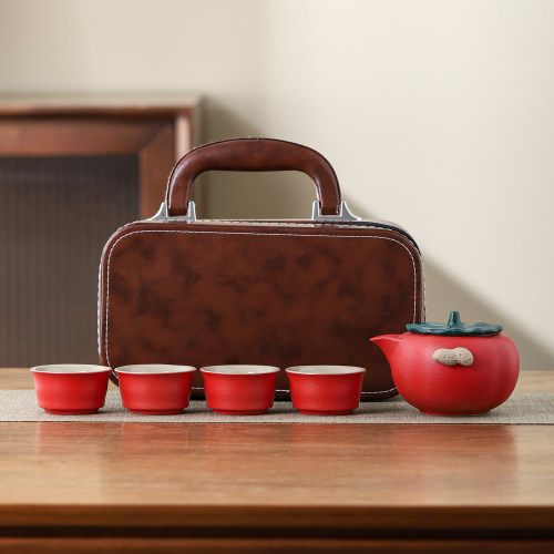 好柿花生手抓壶户外旅行茶具便携快客杯陶瓷高档功夫茶具送礼盒装