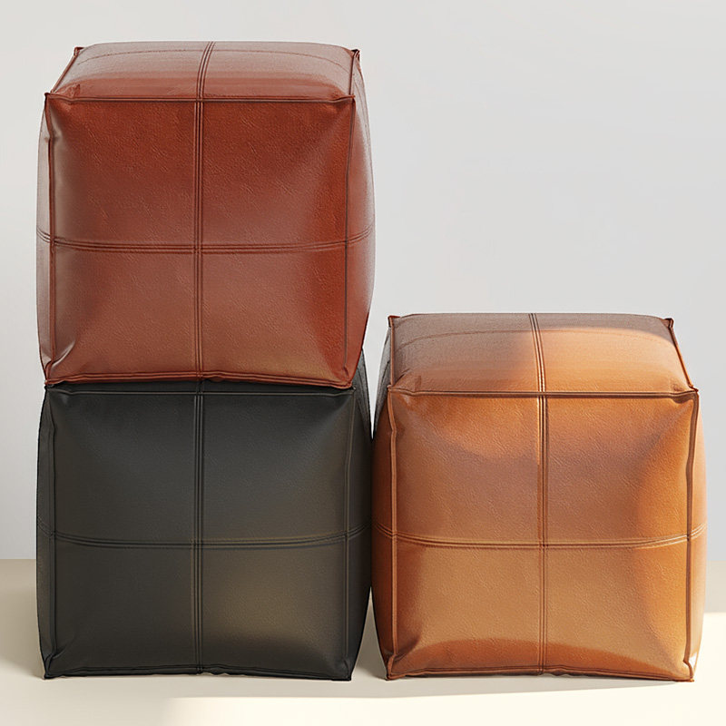 皮墩收纳凳旧衣服填充凳榻榻米二合一可坐油蜡皮坐墩懒人蒲团沙发