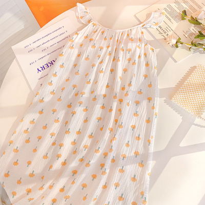 带胸垫棉纱吊带睡裙女夏天可外穿