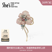 shes自然复刻原创国风刺绣花朵胸针高档胸花高端时尚 配饰38节礼物