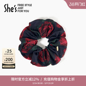 shes茜子轻简循迹复古玫瑰提花大肠盘发发圈马尾发绳头花头饰发饰