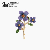 shes茜子本草纲目手工刺绣花朵气质胸针高档女胸花设计感小众别针