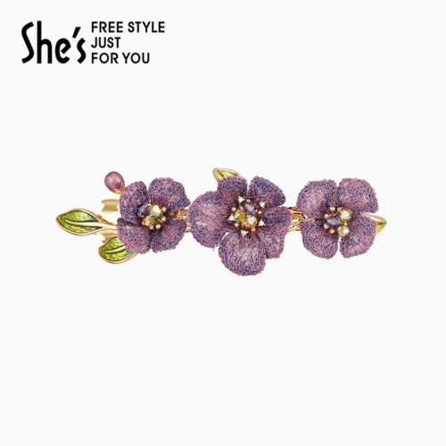 shes茜子刺绣花朵横夹